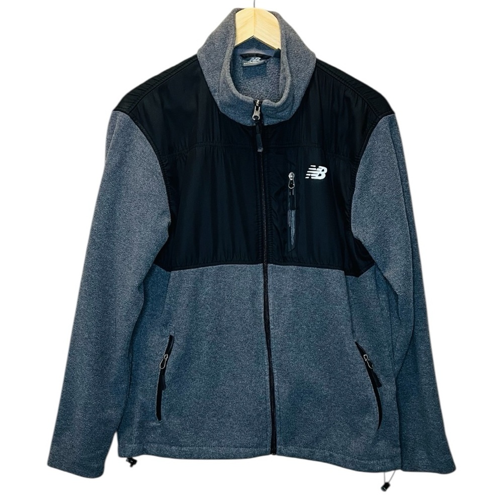 New Balance Men’s Black and Gray Performance Jacket with Fleece Texture Size M